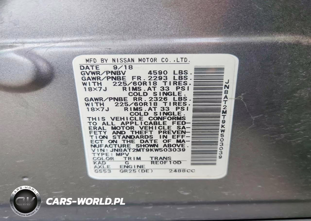 2019 Nissan Rogue Sv VIN:JN8AT2MT9KW503039 - 12