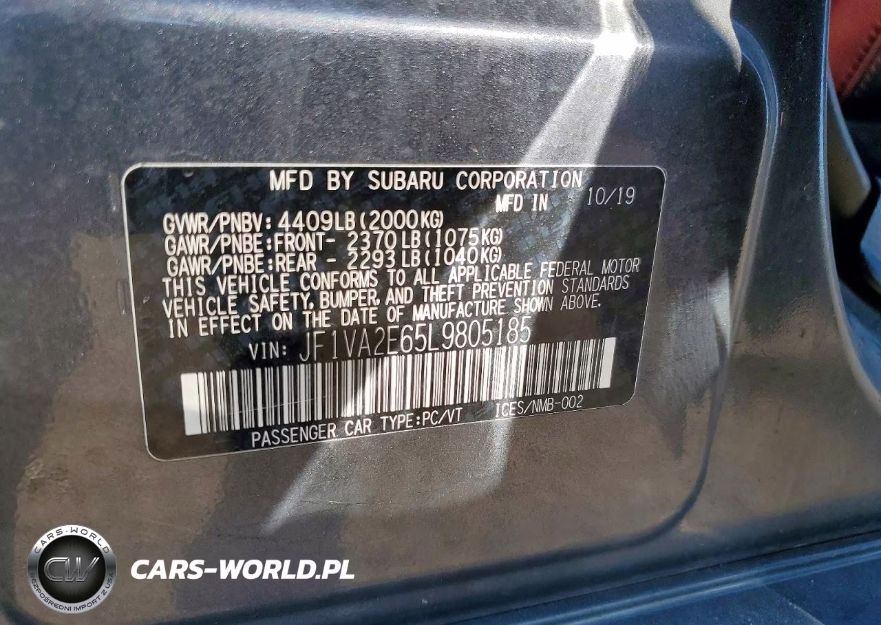 2020 Subaru Wrx Sti VIN:JF1VA2E65L9805185 - 12