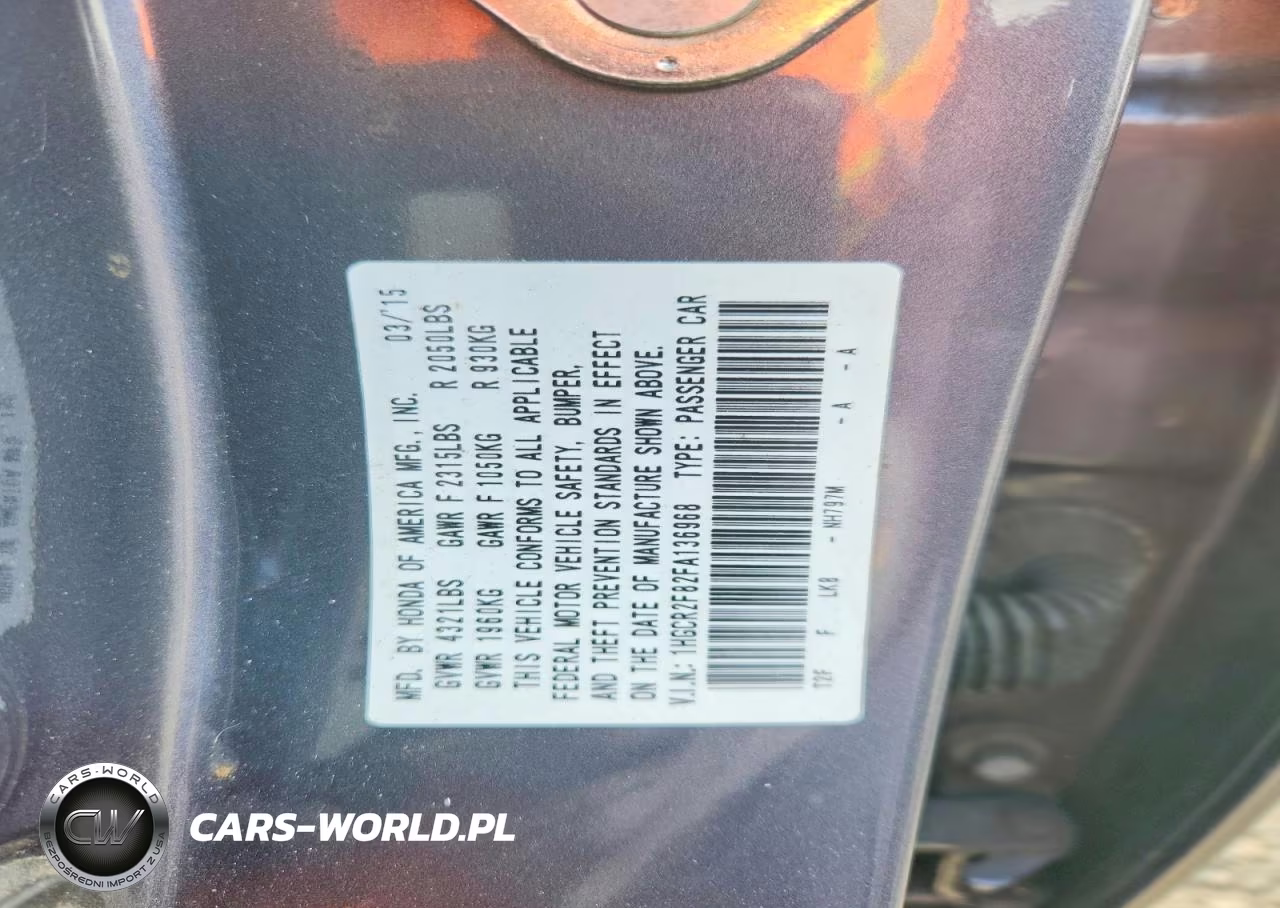 2015 Honda Accord Exl VIN:1HGCR2F82FA136968 - 12