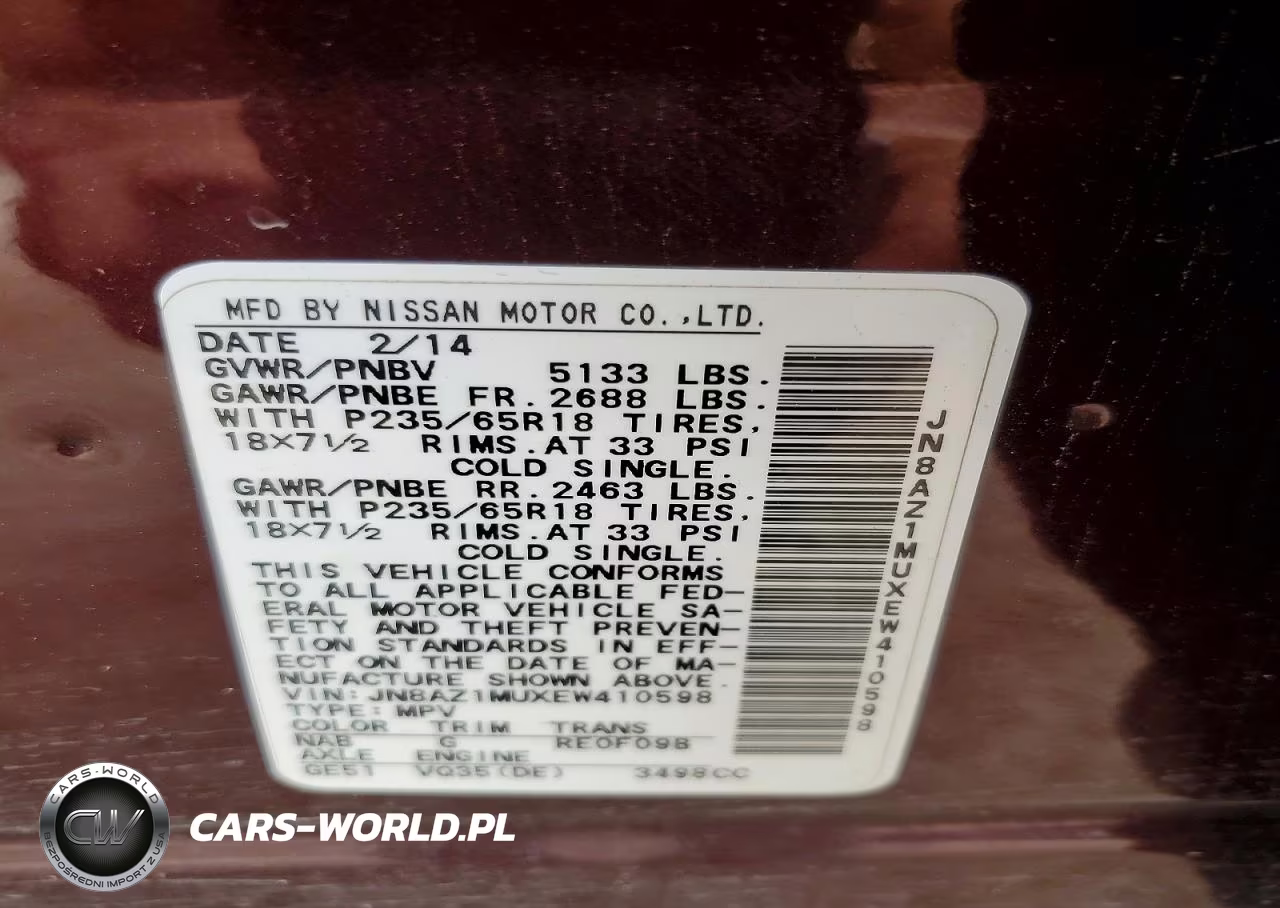 2014 Nissan Murano S VIN:JN8AZ1MUXEW410598 - 12