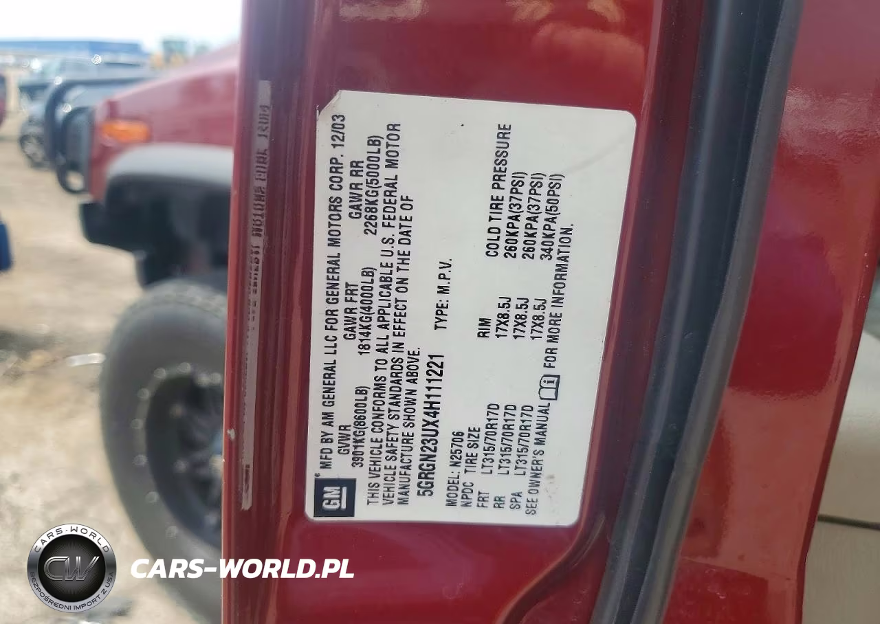 2004 Hummer H2 VIN:5GRGN23UX4H111221 - 12