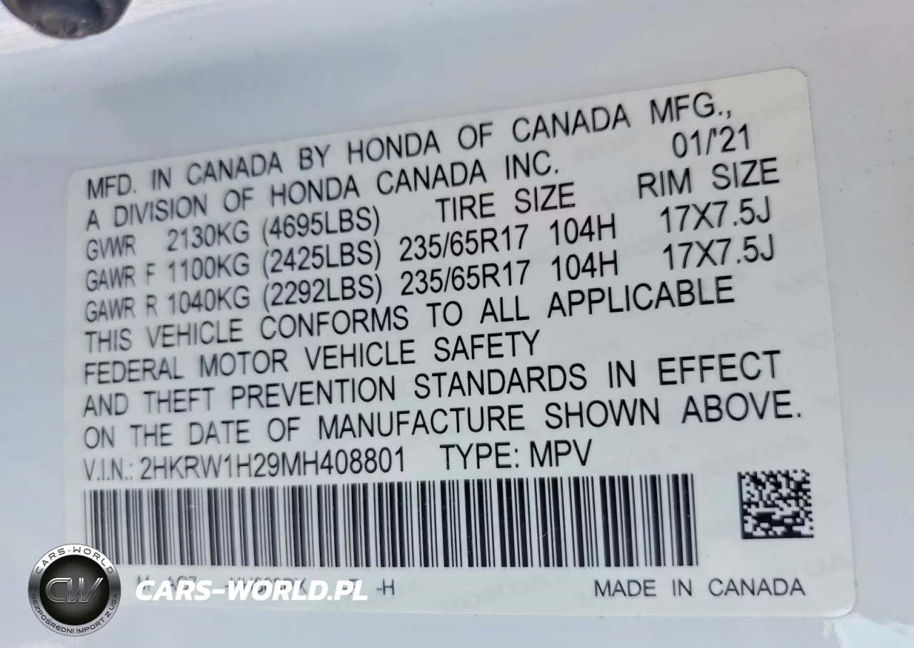 2021 Honda Cr-V Lx VIN:2HKRW1H29MH408801 - 12