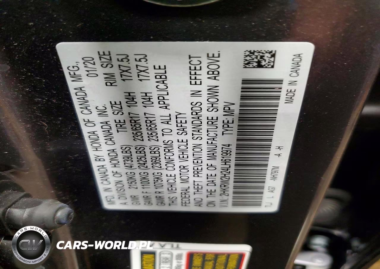 2020 Honda Cr-V Lx VIN:2HKRW2H24LH619974 - 14