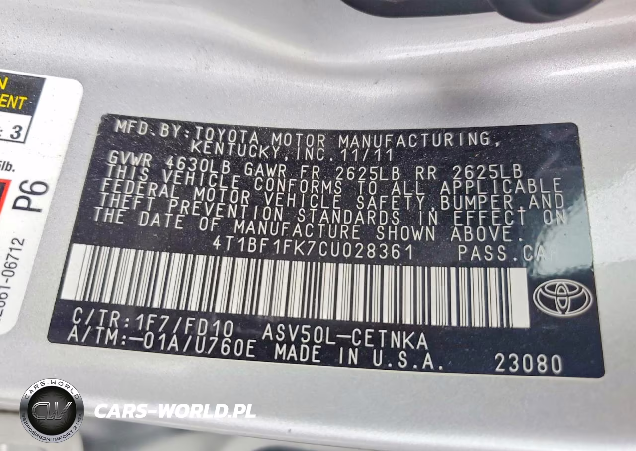 2012 Toyota Camry Le VIN:4T1BF1FK7CU028361 - 12
