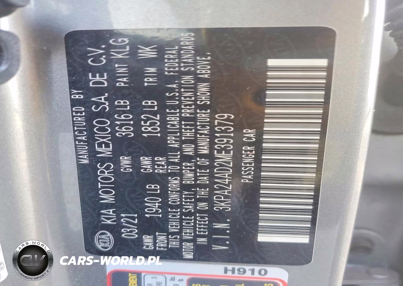 2021 Kia Rio Lx VIN:3KPA24AD2ME391379 - 13