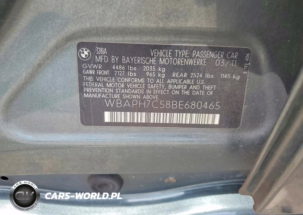 2011 BMW 328 I VIN:WBAPH7C58BE680465 - 12