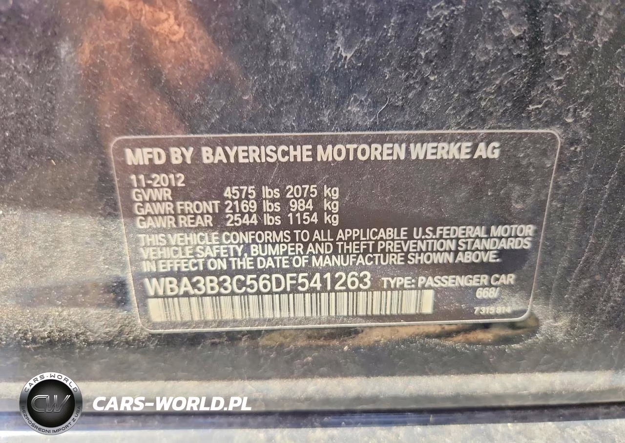 2013 BMW 328 Xi VIN:WBA3B3C56DF541263 - 12