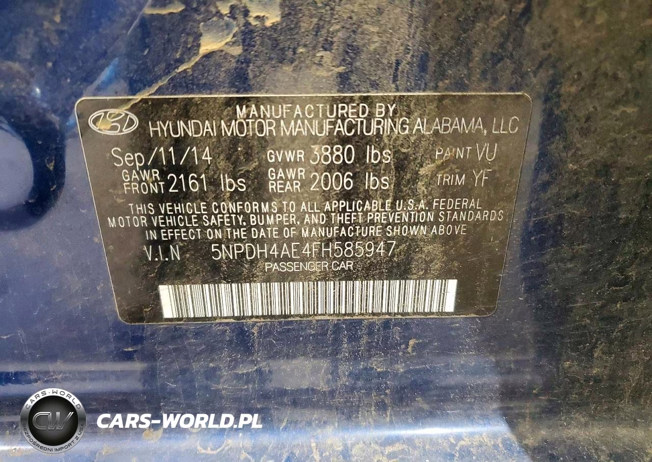 2015 Hyundai Elantra Se VIN:5NPDH4AE4FH585947 - 13