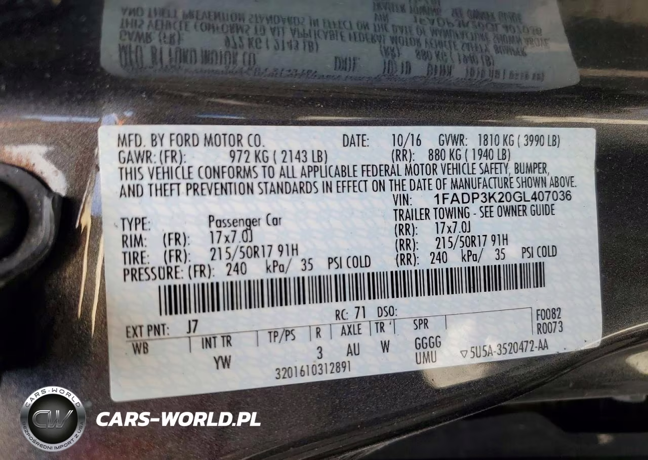 2016 Ford Focus VIN:1FADP3K20GL407036 - 12
