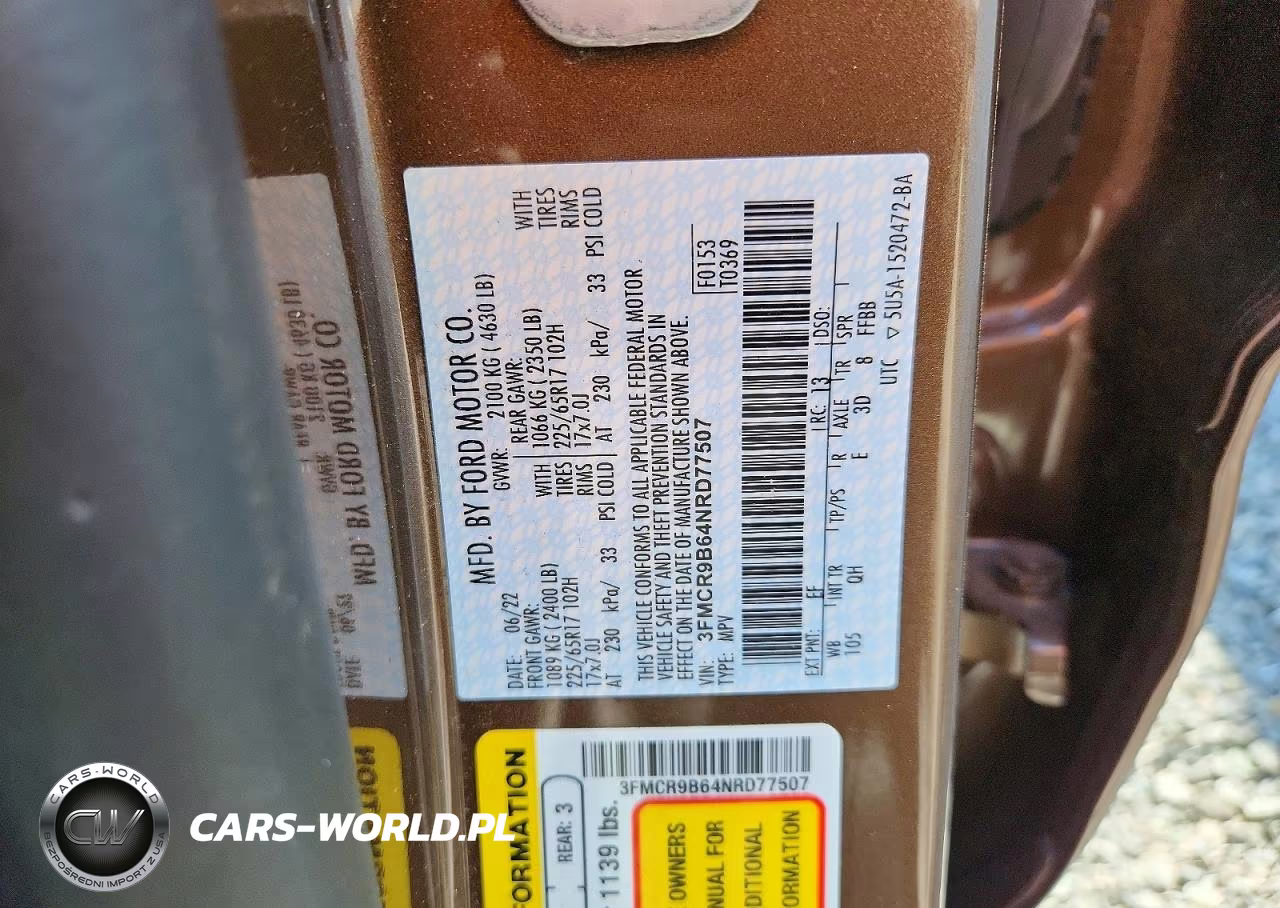 2022 Ford Bronco Sport Big Bend VIN:3FMCR9B64NRD77507 - 13