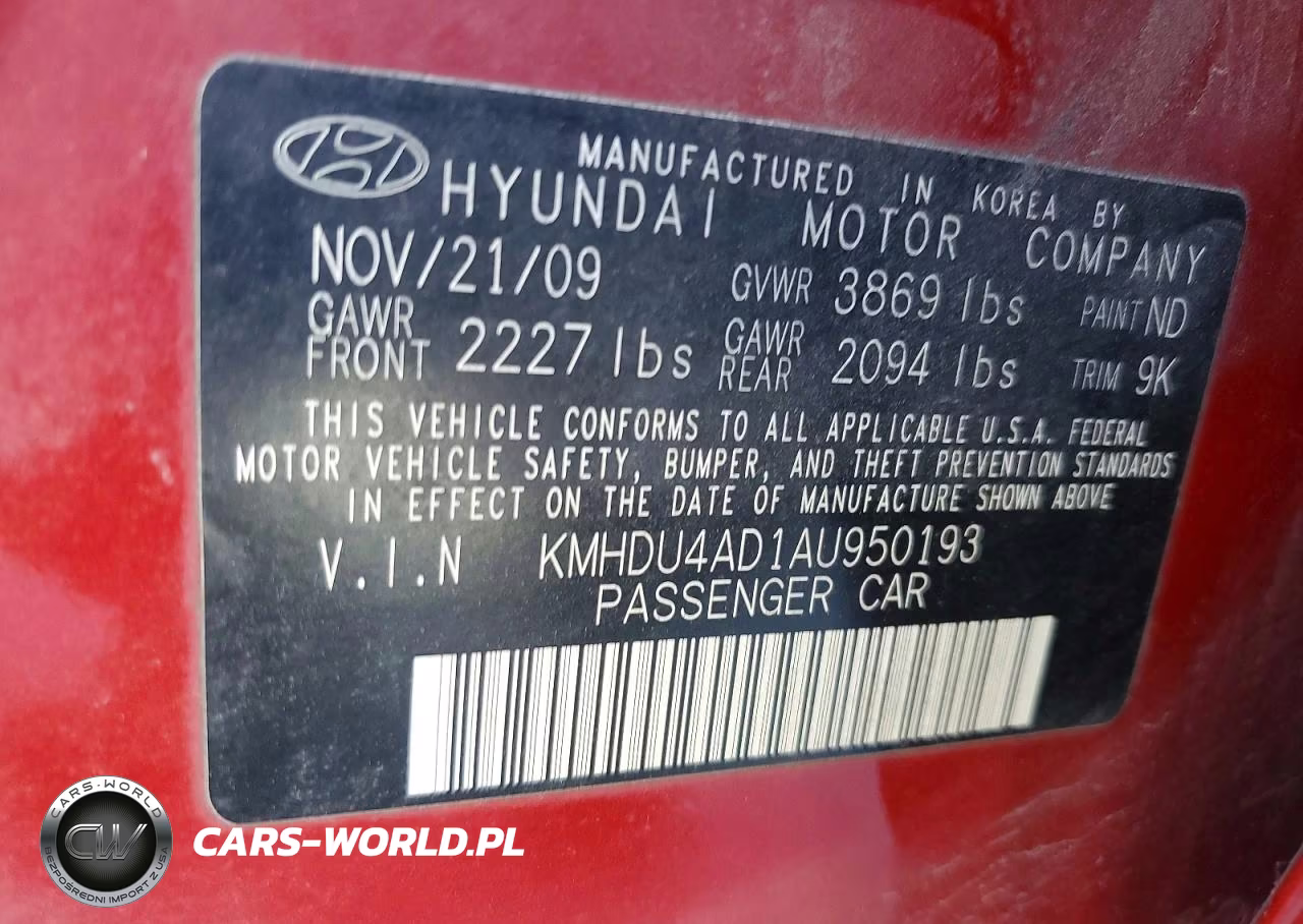 2010 Hyundai Elantra Gls VIN:KMHDU4AD1AU950193 - 12