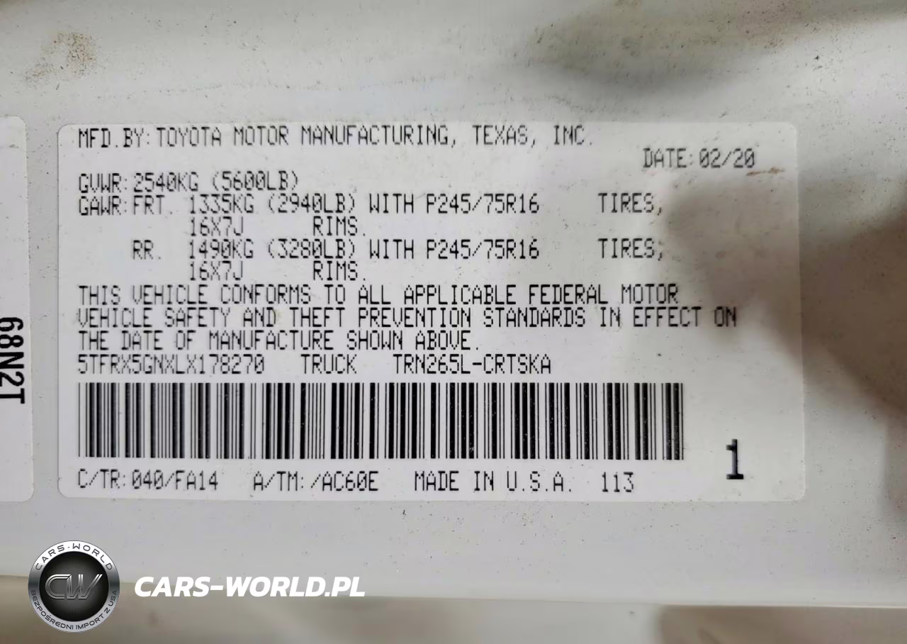 2020 Toyota Tacoma Sr VIN:5TFRX5GNXLX178270 - 13