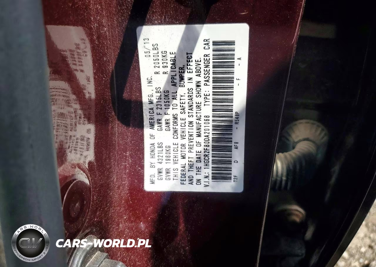 2013 Honda Accord Exl VIN:1HGCR2F80DA201068 - 13