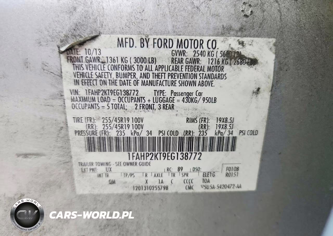 2014 Ford Taurus Sho VIN:1FAHP2KT9EG138772 - 13