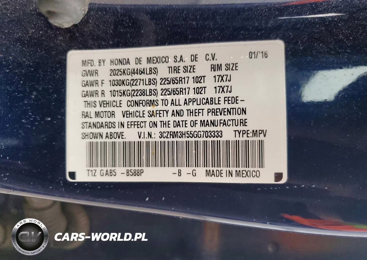 2016 Honda Cr-V Ex VIN:3CZRM3H55GG703333 - 14