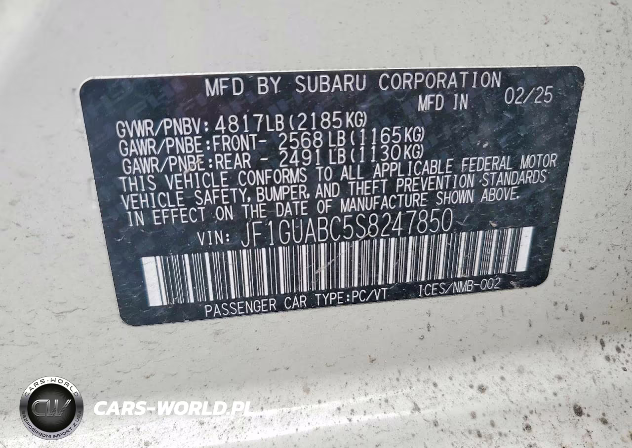 2025 Subaru Impreza VIN:JF1GUABC5S8247850 - 13