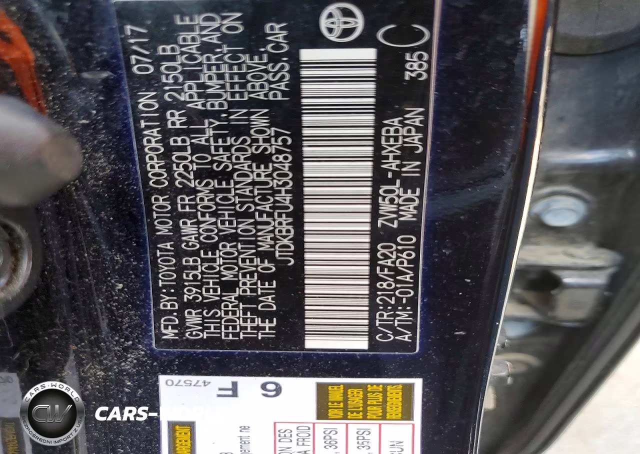 2017 Toyota Prius One VIN:JTDKBRFU4H3048757 - 12