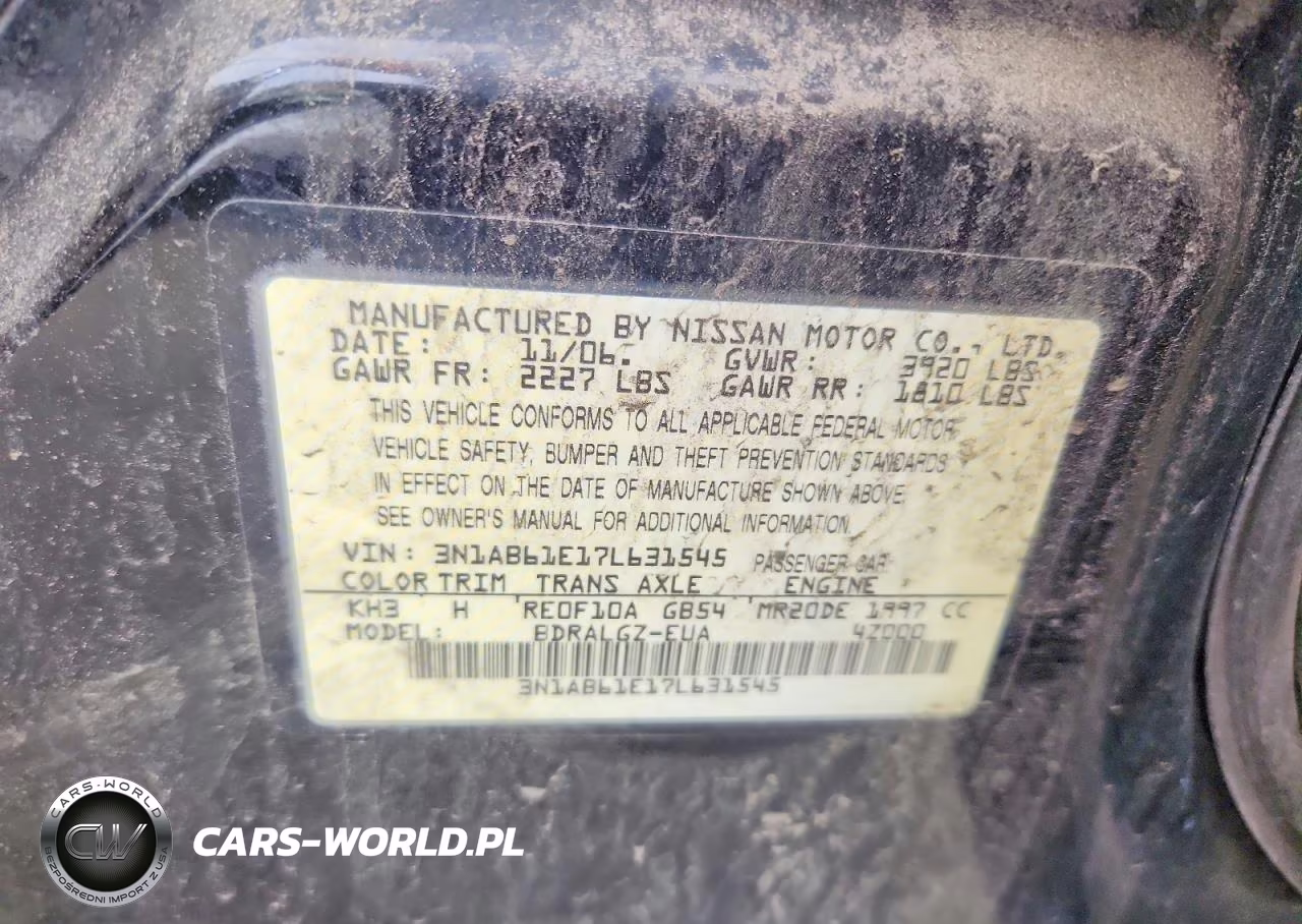 2007 Nissan Sentra 2.0 VIN:3N1AB61E17L631545 - 12