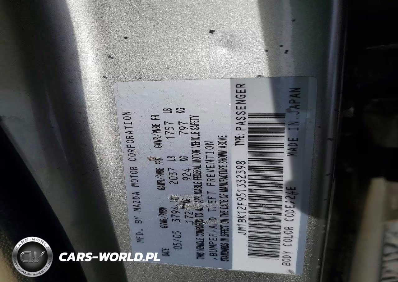 2005 Mazda 3 I VIN:JM1BK12F951332398 - 13
