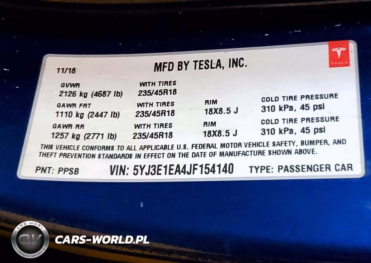 2018 Tesla Model 3 VIN:5YJ3E1EA4JF154140 - 14