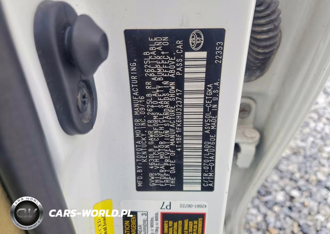 2017 Toyota Camry Xle VIN:4T1BF1FK6HU323717 - 12