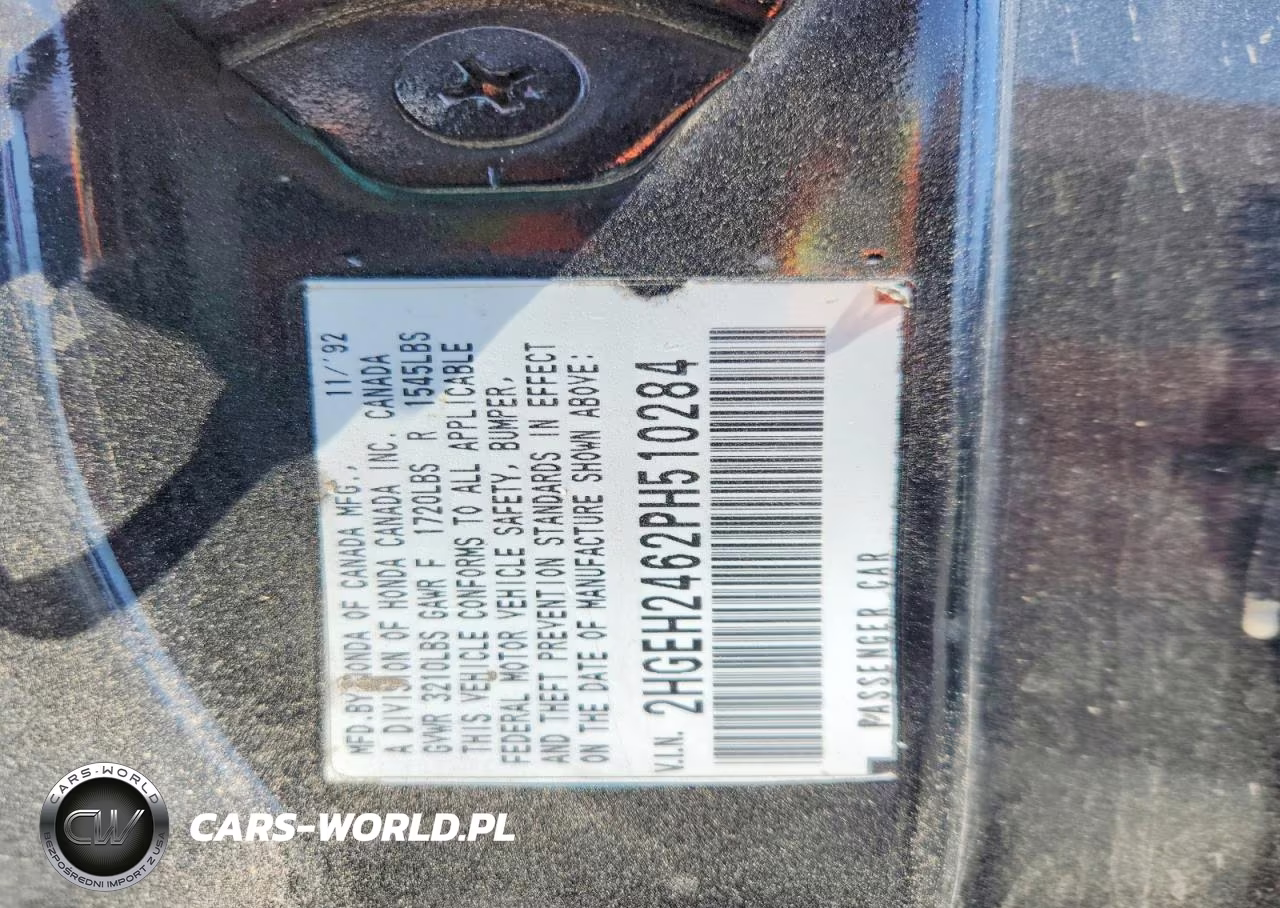 1993 Honda Civic Dx VIN:2HGEH2462PH510284 - 12