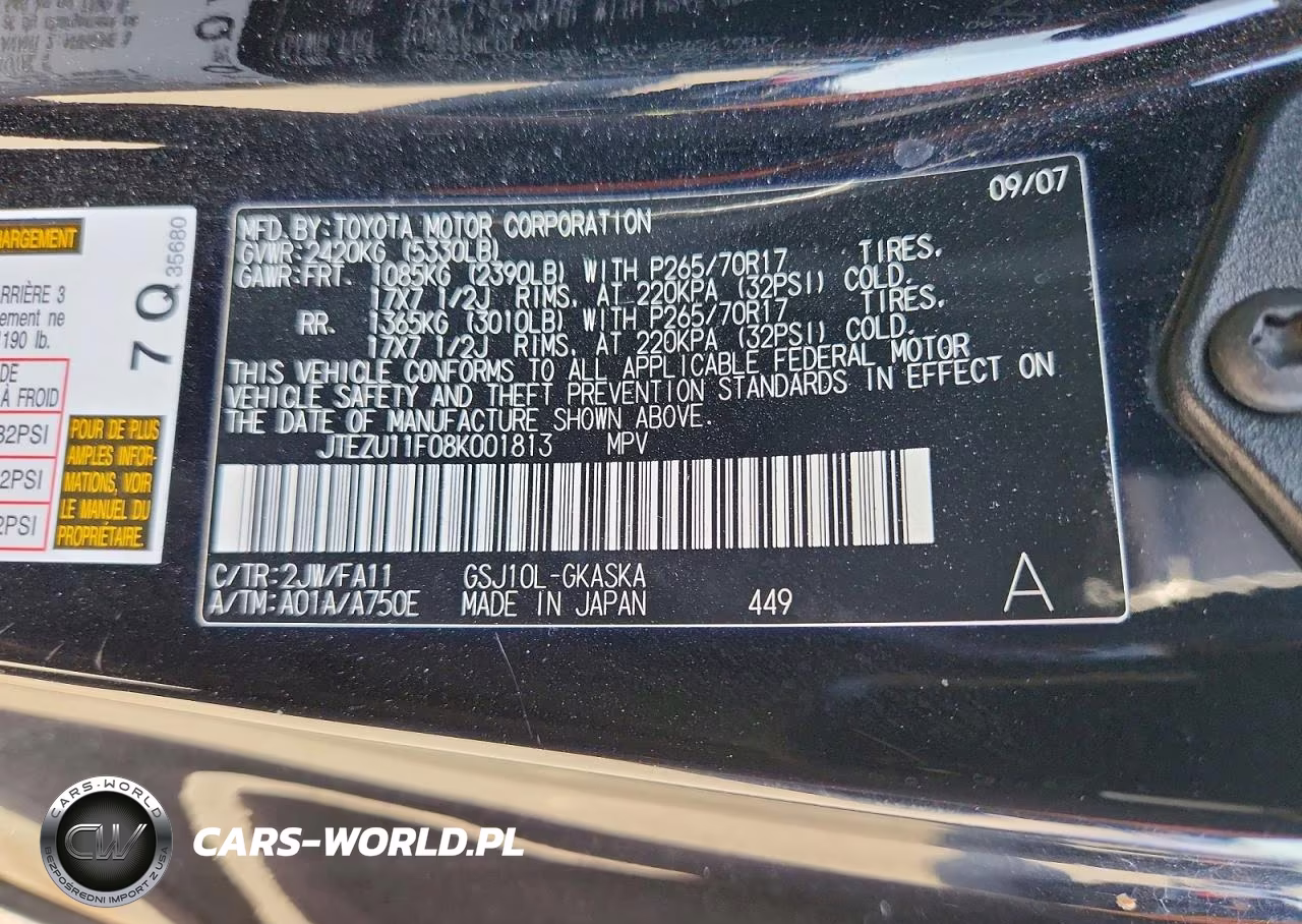 2008 Toyota Fj Cruiser Base VIN:JTEZU11F08K001813 - 13