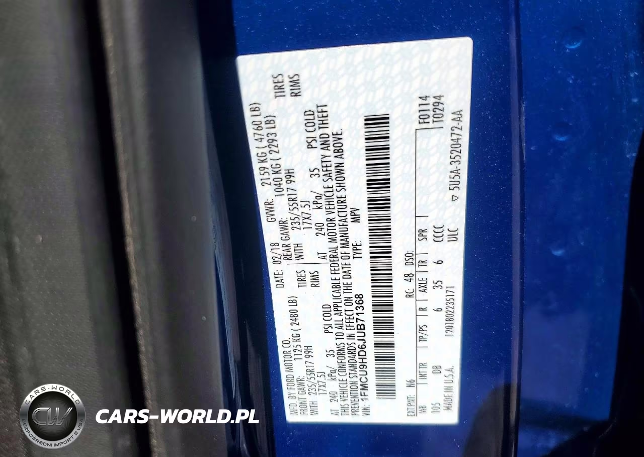 2018 Ford Escape Sel VIN:1FMCU9HD6JUB71368 - 13