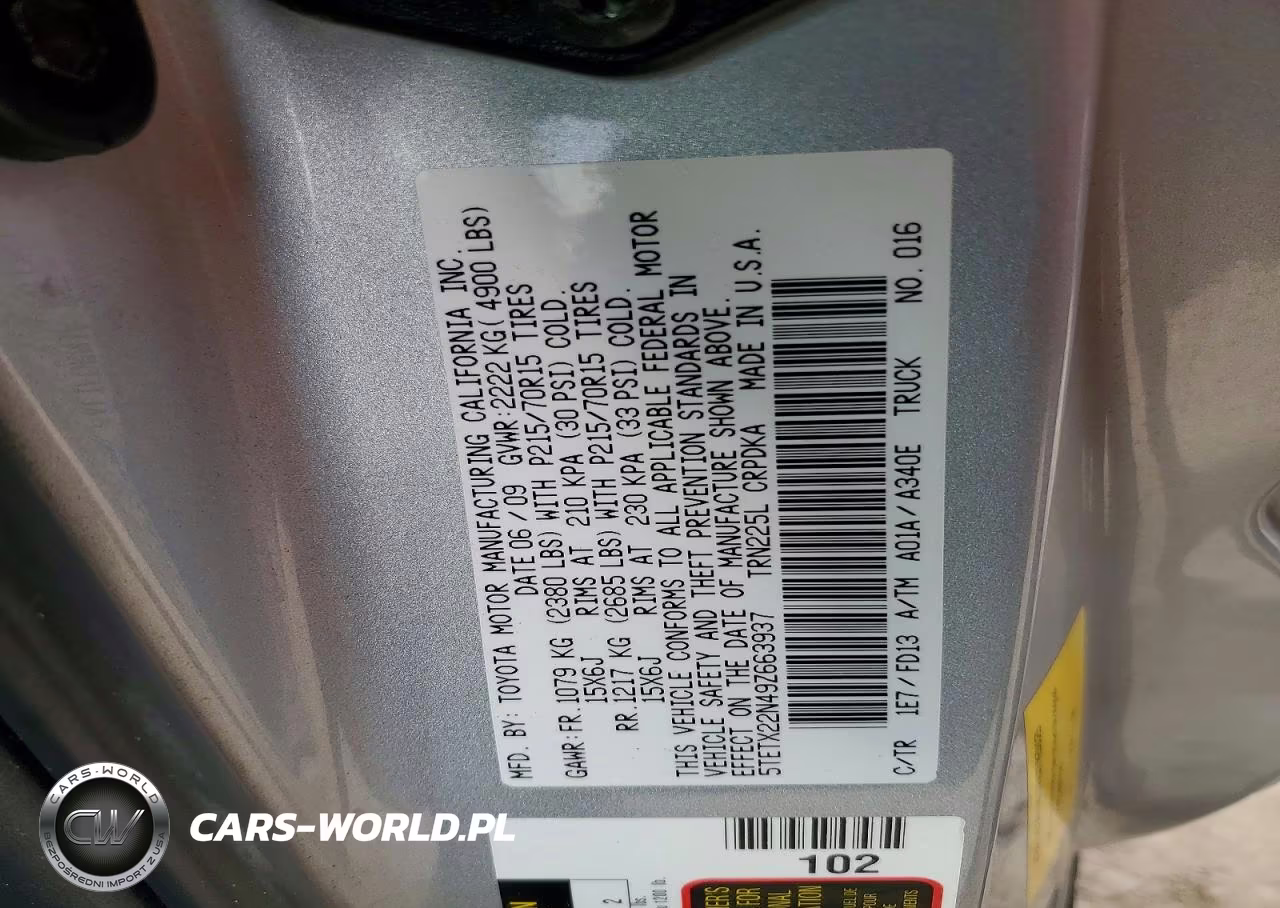 2009 Toyota Tacoma VIN:5TETX22N49Z663937 - 12