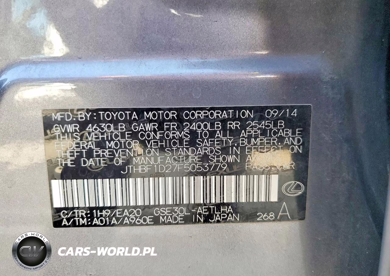 2015 Lexus Is 250 VIN:JTHBF1D27F5053779 - 12