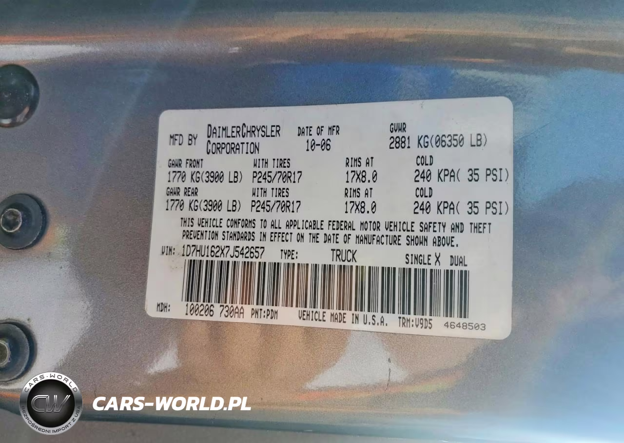 2007 Dodge Ram 1500 St VIN:1D7HU162X7J542657 - 12
