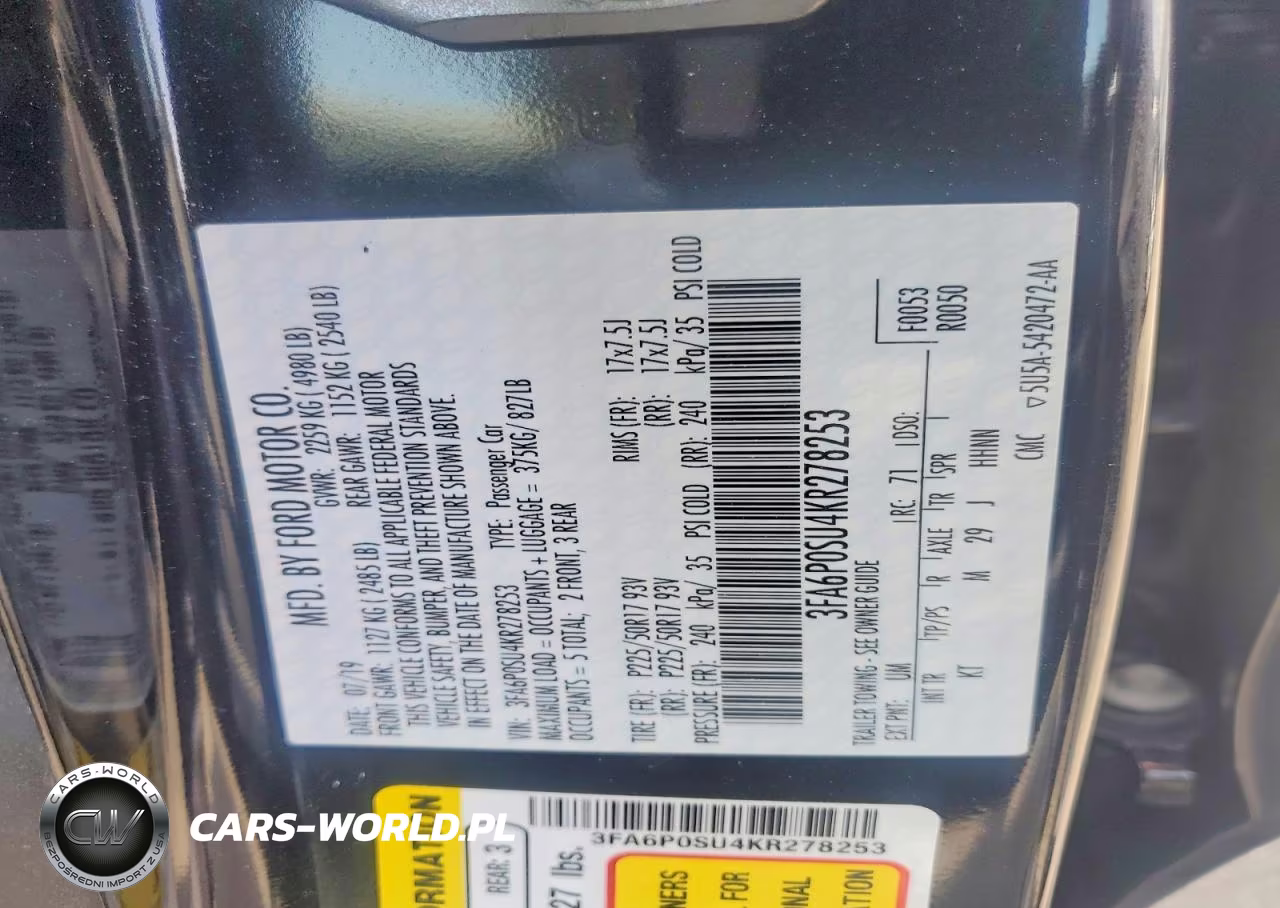 2019 Ford Fusion Titanium VIN:3FA6P0SU4KR278253 - 13
