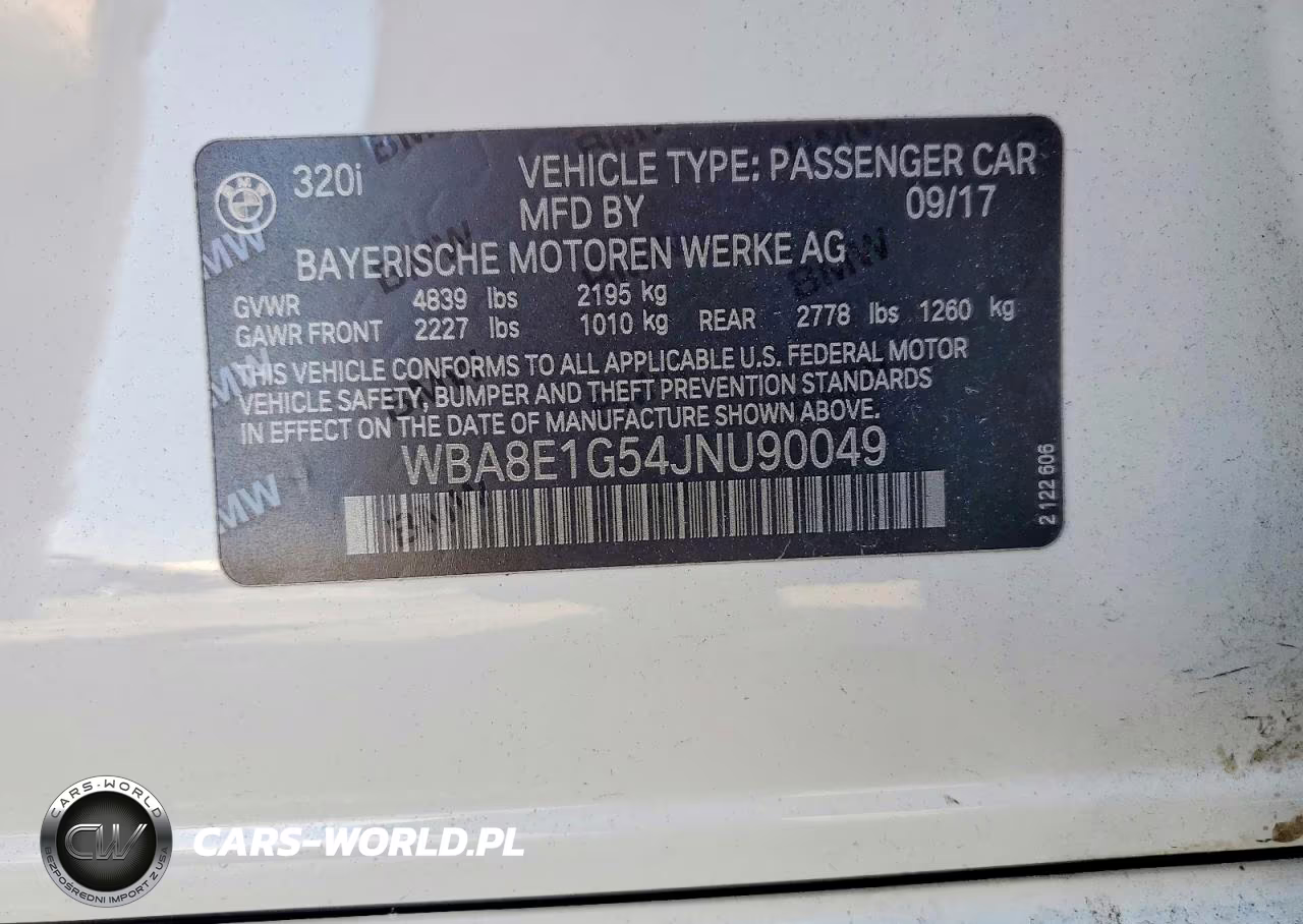 2018 BMW 320 I VIN:WBA8E1G54JNU90049 - 12