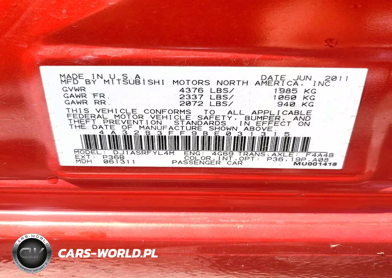 2011 Mitsubishi Galant Es VIN:4A32B3FF9BE031315 - 13