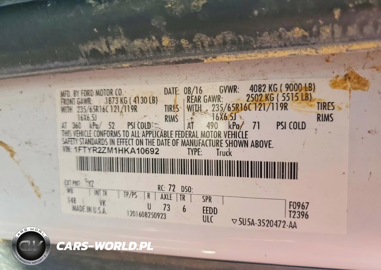 2017 Ford Transit T-250 VIN:1FTYR2ZM1HKA10692 - 14
