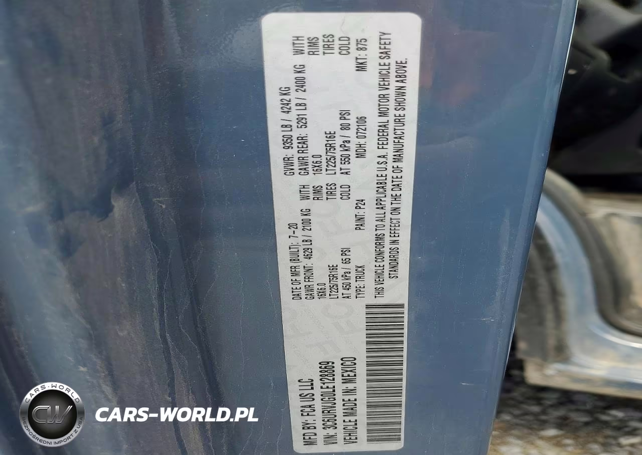 2020 Ram Promaster 3500 3500 High VIN:3C6URVJG0LE128869 - 13