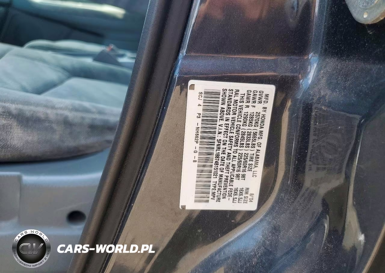 2004 Honda Odyssey Ex VIN:5FNRL18874B151021 - 13