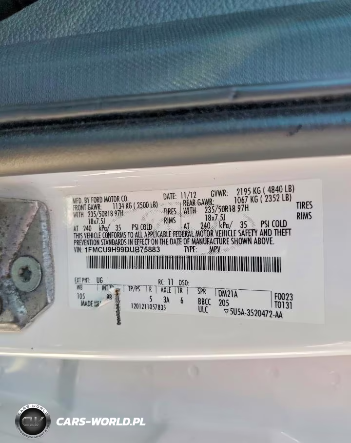 2013 Ford Escape Sel VIN:1FMCU9H99DUB75883 - 13