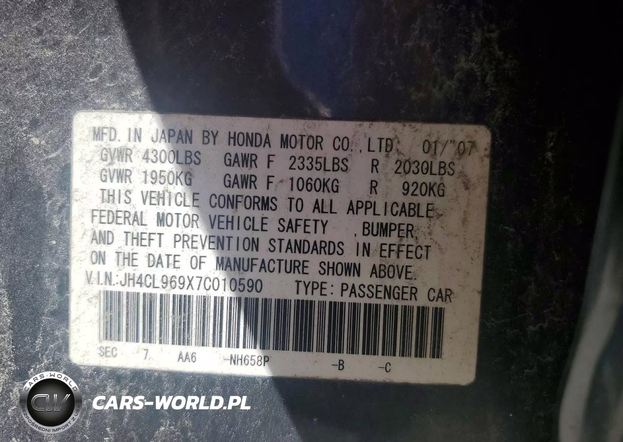 2007 Acura Tsx VIN:JH4CL969X7C010590 - 12