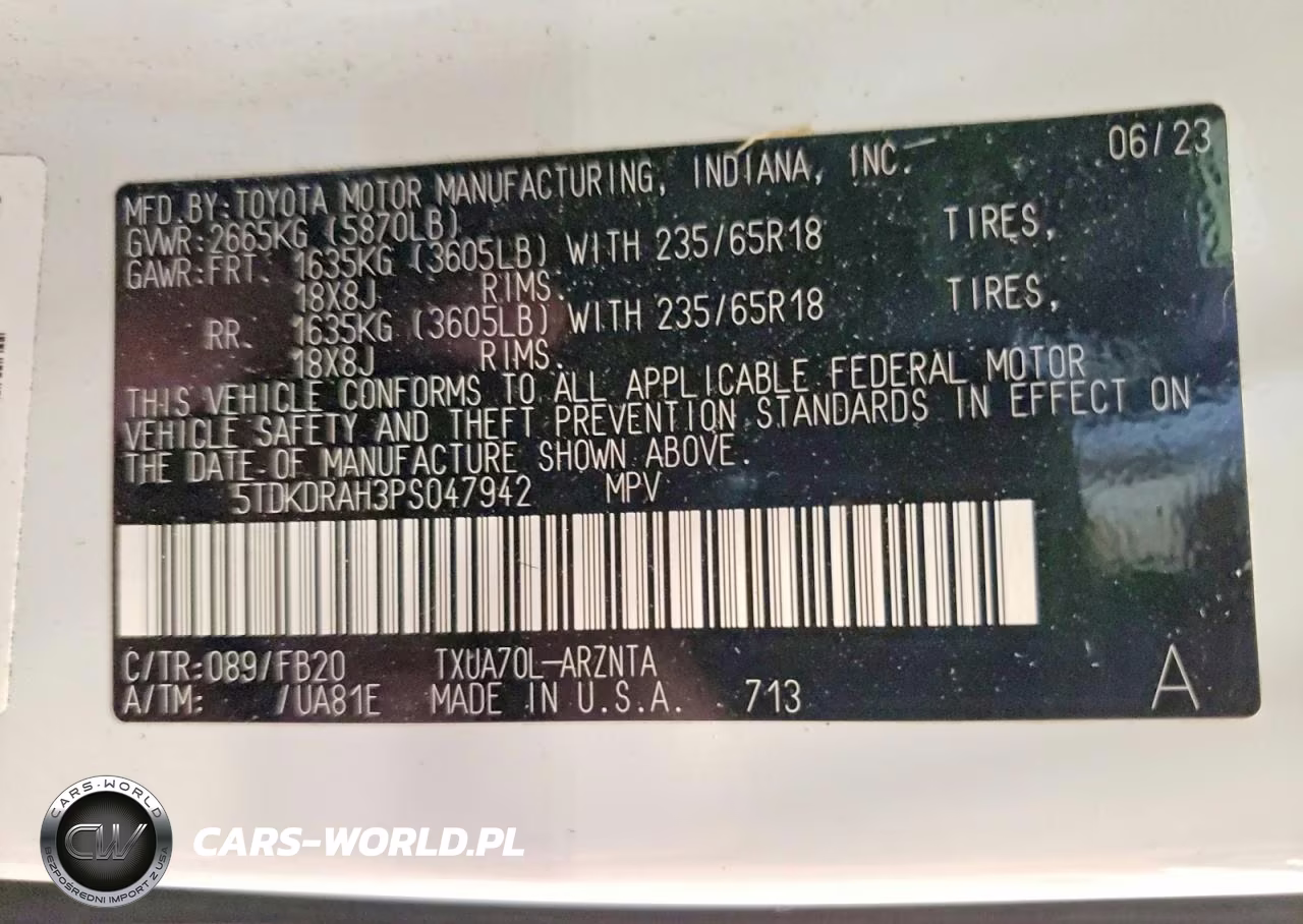 2023 Toyota Highlander L VIN:5TDKDRAH3PS047942 - 14