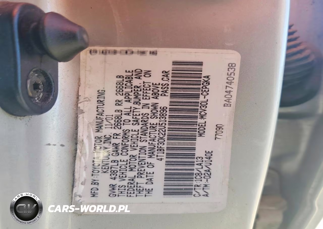 2002 Toyota Camry Xle V6 VIN:4T1BF30K22U513896 - 12