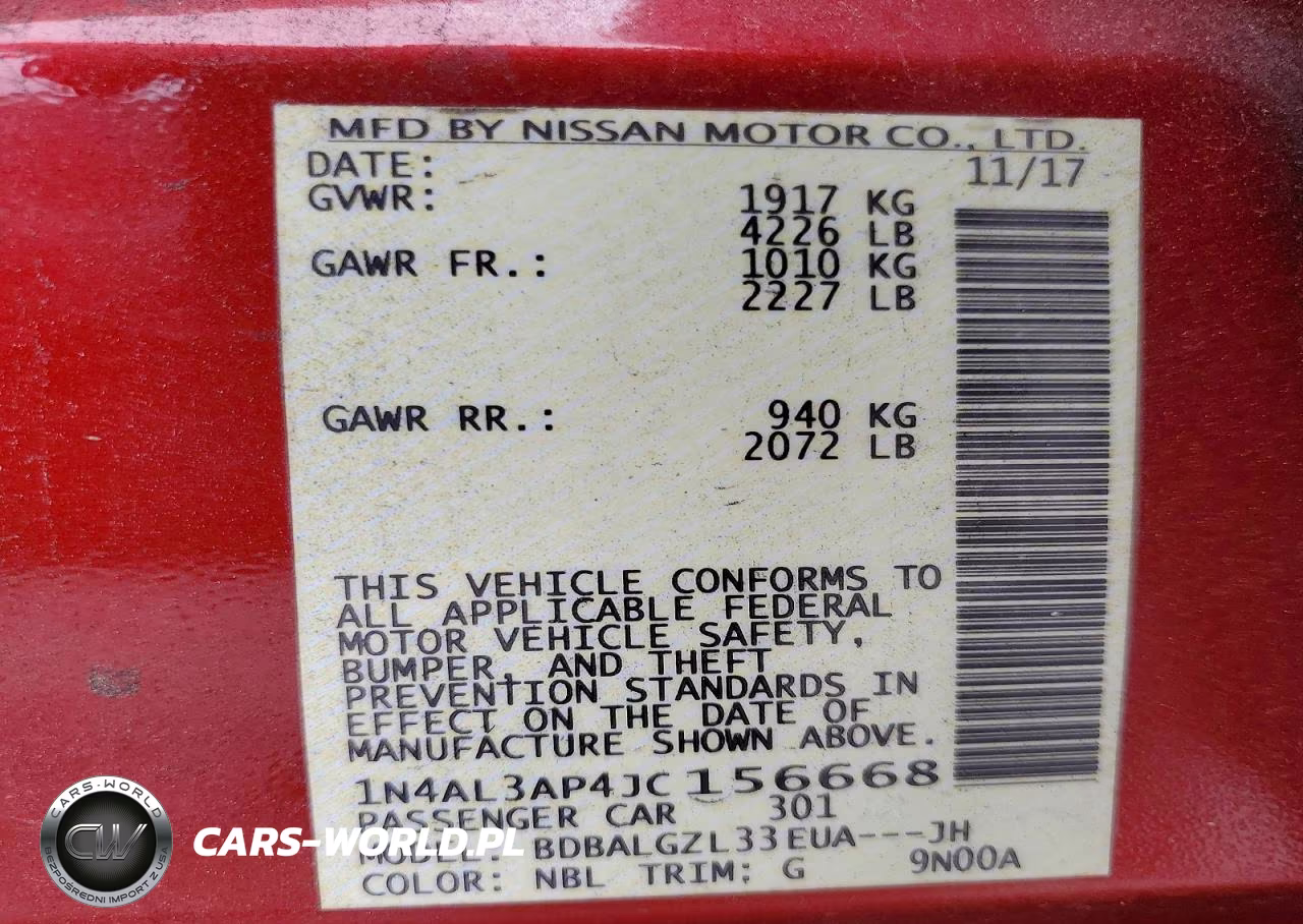 2018 Nissan Altima 2.5 S VIN:1N4AL3AP4JC156668 - 12