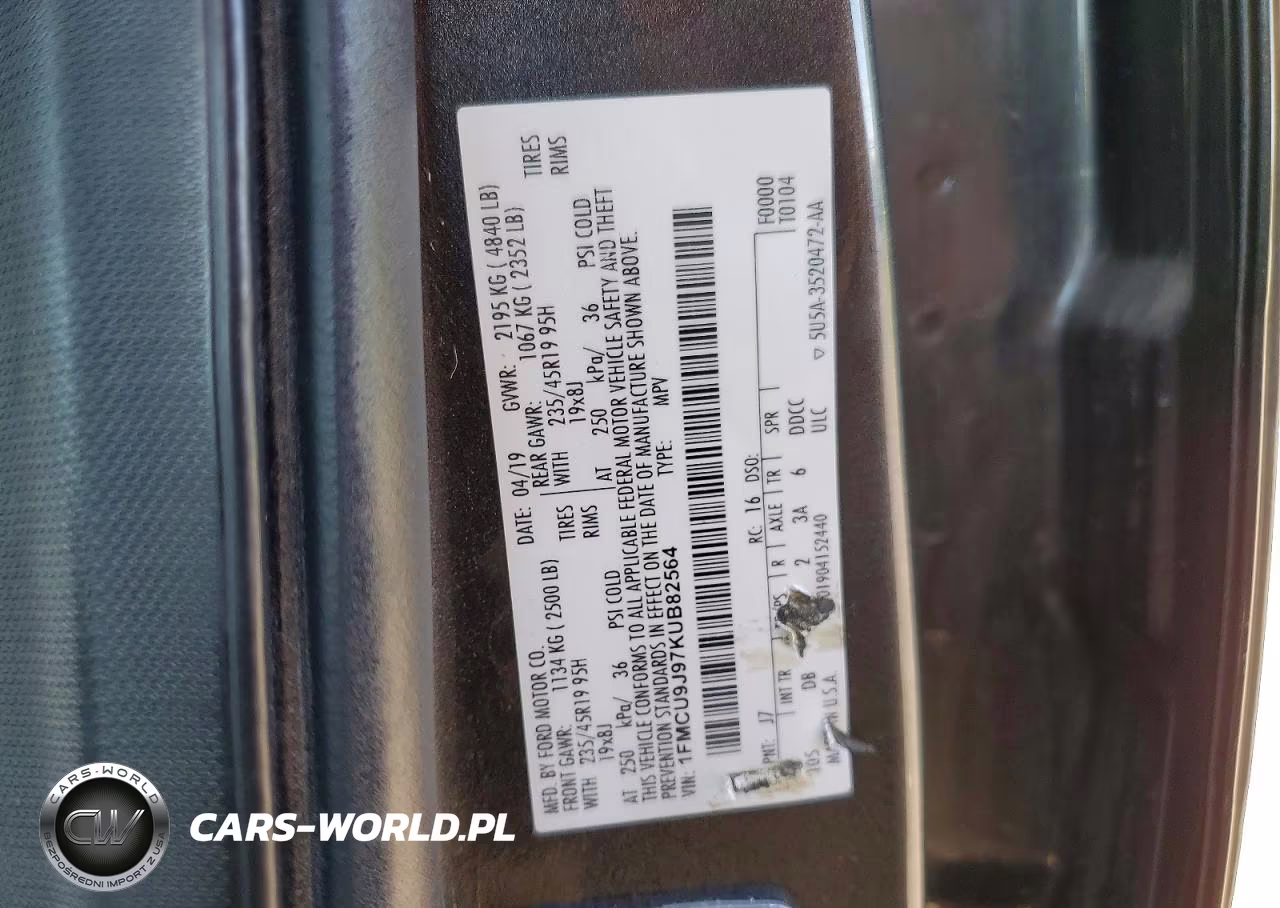 2019 Ford Escape Titanium VIN:1FMCU9J97KUB82564 - 14