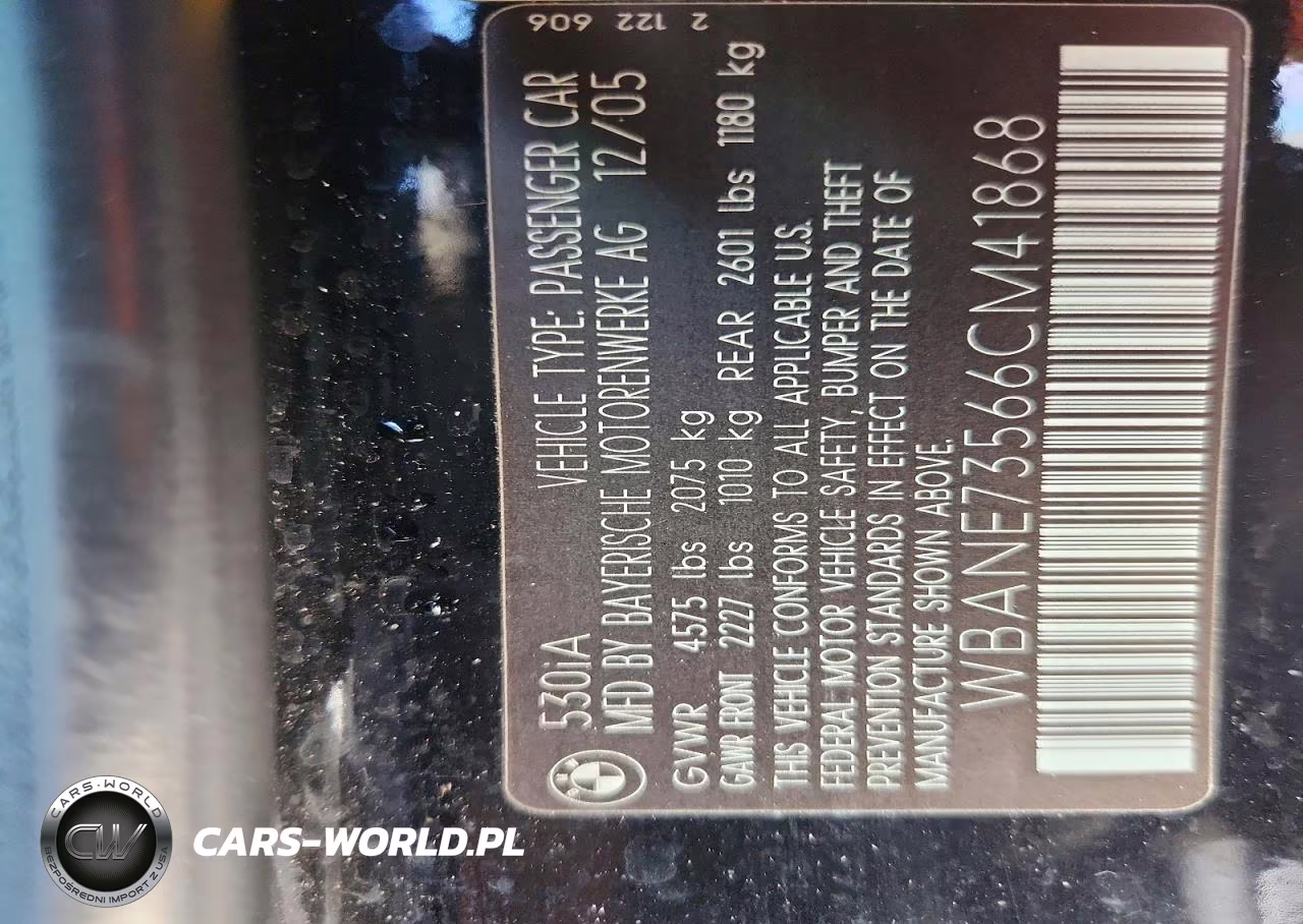 2006 BMW 530 I VIN:WBANE73566CM41868 - 12