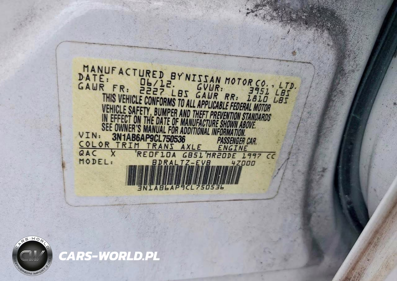 2012 Nissan Sentra 2.0 VIN:3N1AB6AP9CL750536 - 12