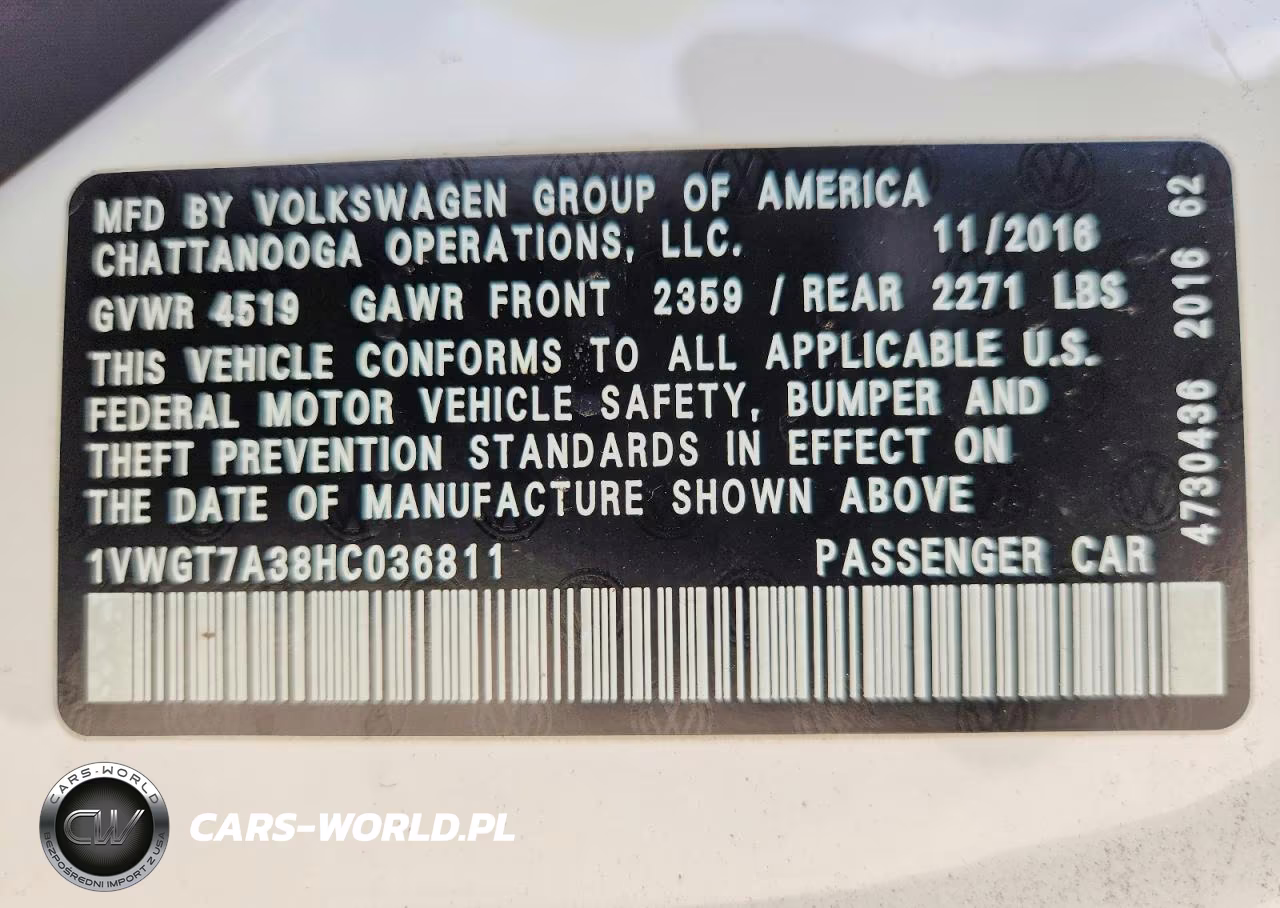 2017 Volkswagen Passat Se VIN:1VWGT7A38HC036811 - 12