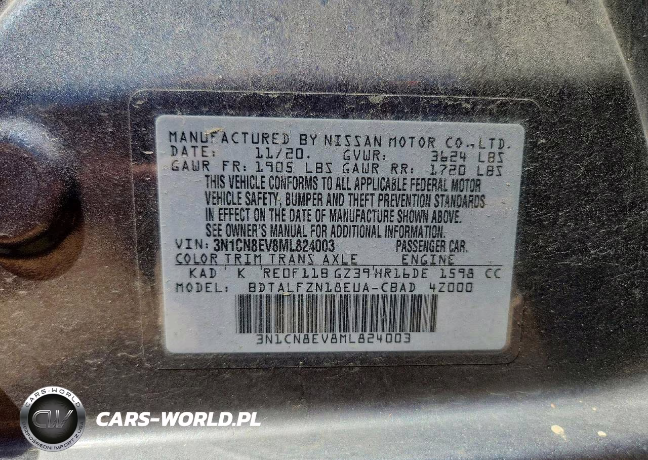 2021 Nissan Versa Sv VIN:3N1CN8EV8ML824003 - 12