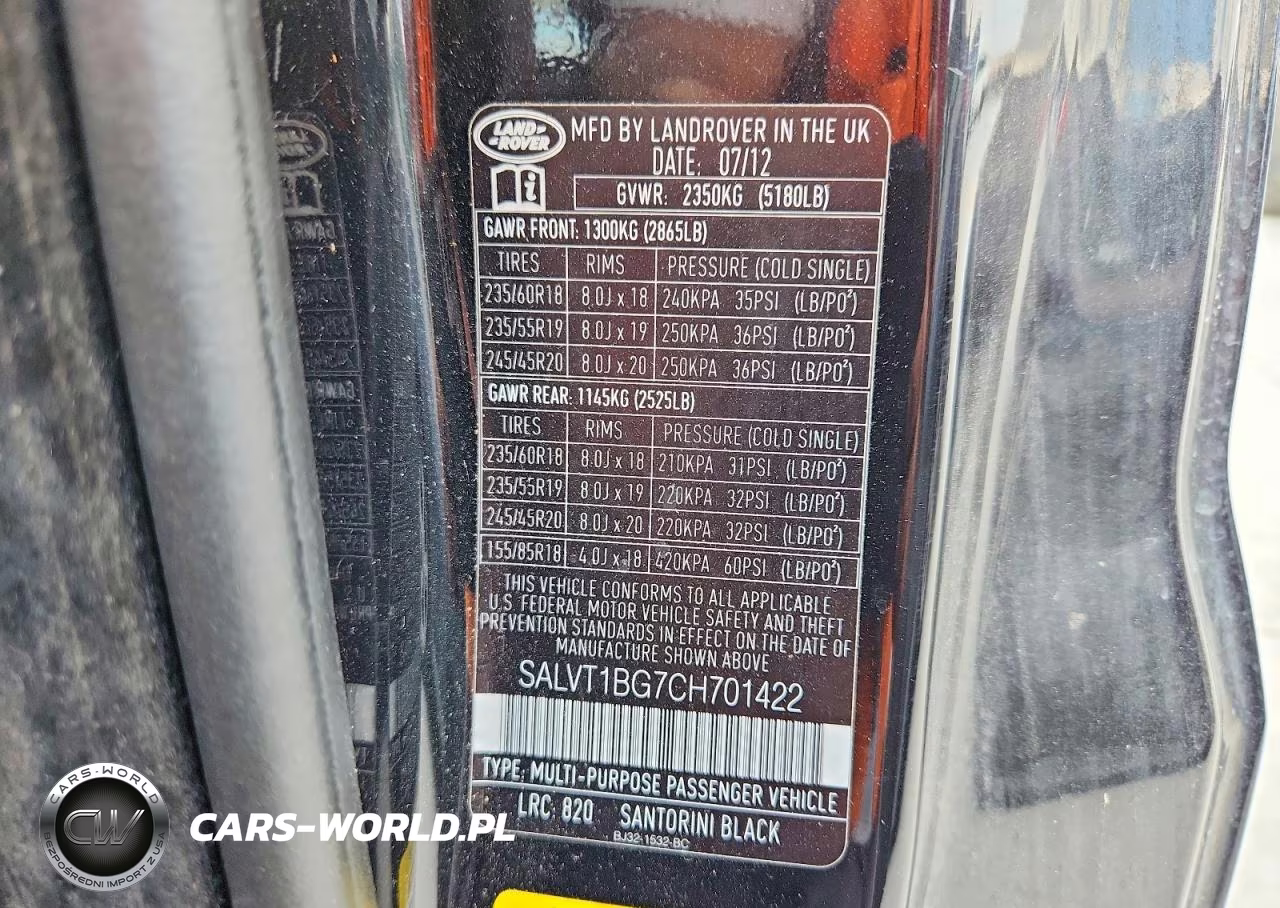 2012 Land Rover Range Rover VIN:SALVT1BG7CH701422 - 13