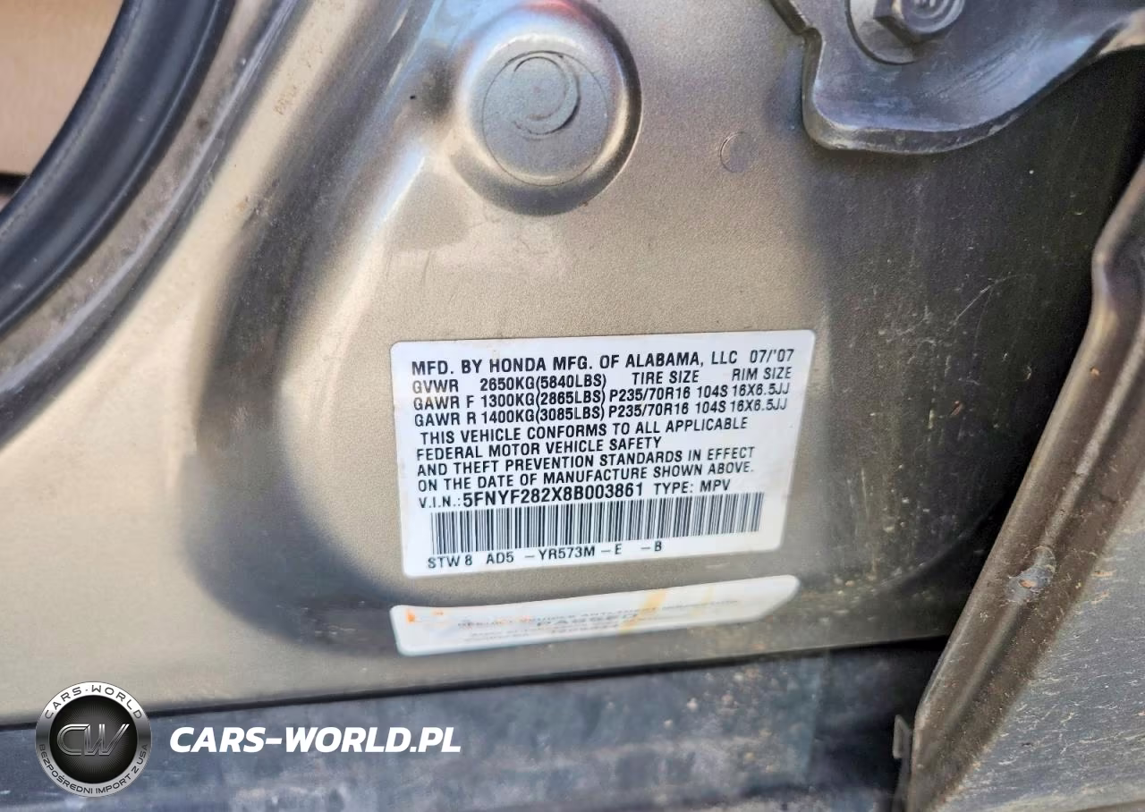 2008 Honda Pilot Vp VIN:5FNYF282X8B003861 - 13