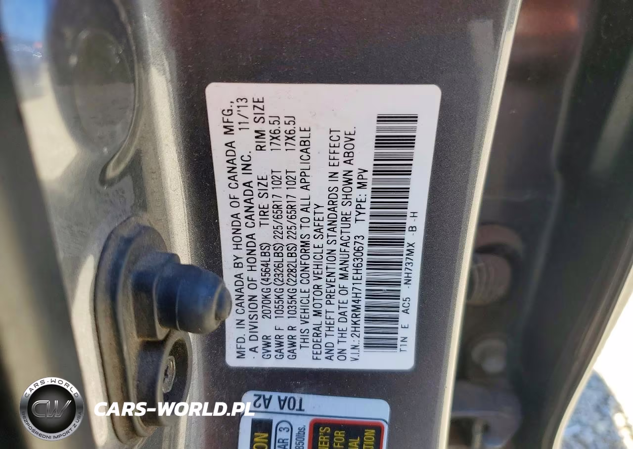 2014 Honda Cr-V Exl VIN:2HKRM4H71EH630673 - 13